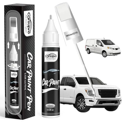 White(Q10) for Nissan Touch Up Paint Pen, 2 in 1 Car Scratch Remover with Pen Tip and Brush, Precise Color Match for Car Paint Scratch Repair, Quickly and Easily Fix Chips and Nicks