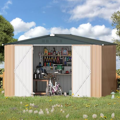 8' x 10' Large Waterproof Metal Outdoor Storage Shed
