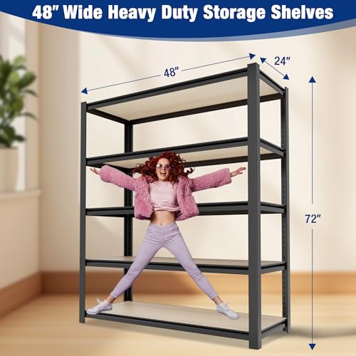 5 Tier Black Shelving with Board (5 Count)