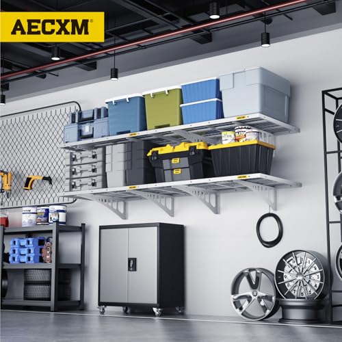 2x3ft 2Pack Wire Shelving Unit Heavy Duty Garage Storage Shelves Wall Mounted White 560lbs Load Capacity（24