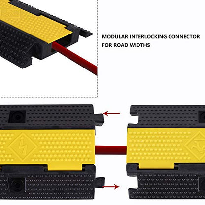 1 Pack Rubber Cable Ramp Hose Cable Protector Ramp 1 Channel 22000Lbs Load Capacity Traffic Speed Bump Wires Power Lines Extension Cord Cover for Indoor Outdoor (3 Count)