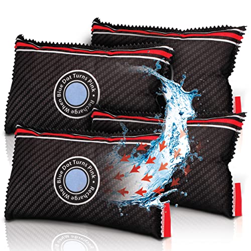 Reusable Car Dehumidifier Bag Rechargeable Moisture Absorber 4 Pack (4 Count)
