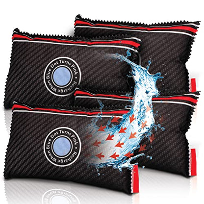 Reusable Car Dehumidifier Bag Rechargeable Moisture Absorber 4 Pack (4 Count)