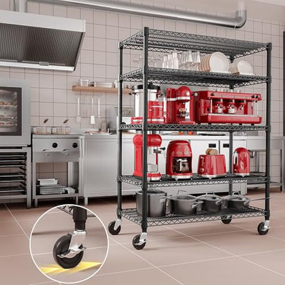 Garage Shelving Wide Storage Shelves 5 Tier Metal Shelves 4000 LBS Heavy Duty Adjustable Utility Shelf Rack Black 23.6" D x 53.1" W x 73.6" H (5 Count)