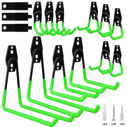 15 Piece Garage Wall Hooks with 3 Extension Straps (15 Count)