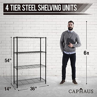 4 Tier Adjustable Height Wire Shelving Unit (4 Count)
