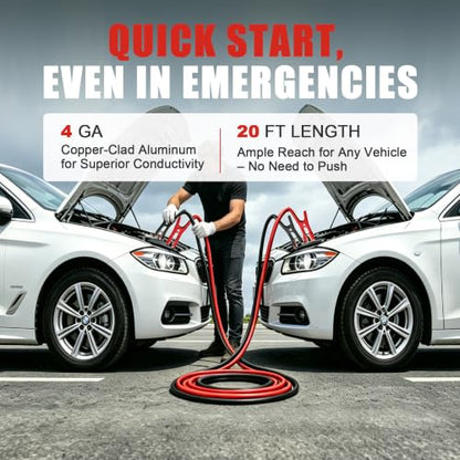 4 Gauge 20 Feet Jumper Cables (20 Foot)