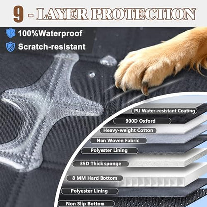 Hard Bottom Waterproof Dog Seat Cover Hammock for Full Size Truck