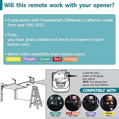 2 for 893MAX LiftMaster Chamberlain Craftsman Garage Door Opener Remote