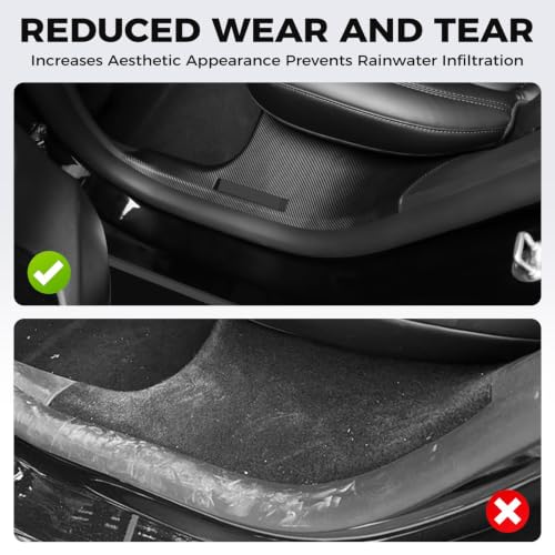 11PCS Carbon Fiber Door Sill Protector Model Y Juniper 2025 2026 8Pcs Door Sill Protector and 2Pcs Center Console Anti