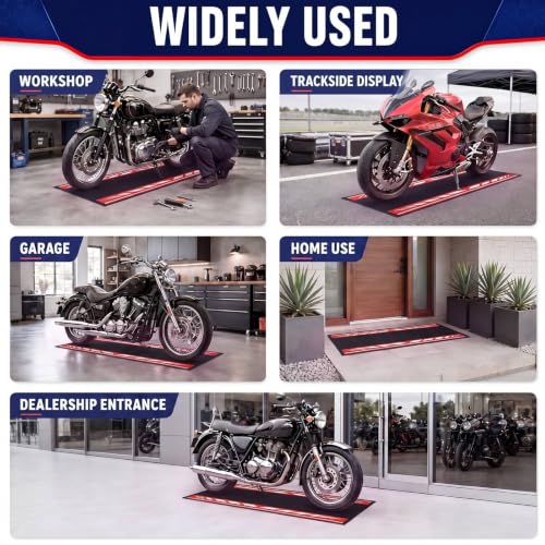 Motorcycle Mat Garage Floor Rug Washable Parking Mats for Garage Floors Non Slip Oil Absorbent Pad Rubber Backing Layer Protects Floor