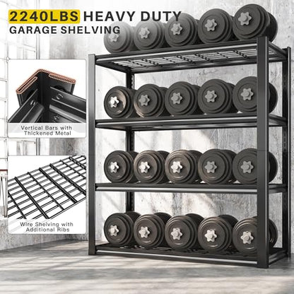 40" W Storage Shelves with Wire Mesh Panels for Garage Organization