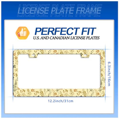 Yellow Wild Flowers License Plate Frame Stainless Steel Accessory12.3x6.3In