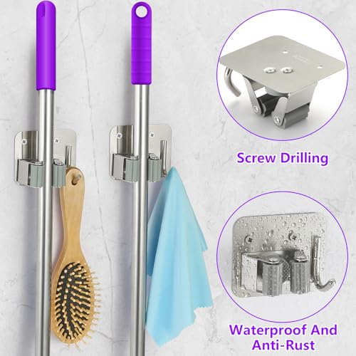 Broom Holder Wall Mount Screw Drilling (4 Count)