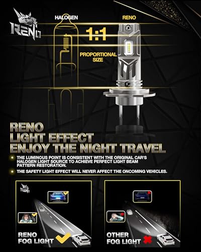 H7 Bulb H7 Fog Light 6500K White Fanless In Line Auxiliary Fog Bulbs Plug and Play (2 Count)