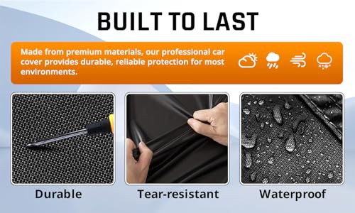Small Car Cover All Weather Protection with Silver Stripe Design