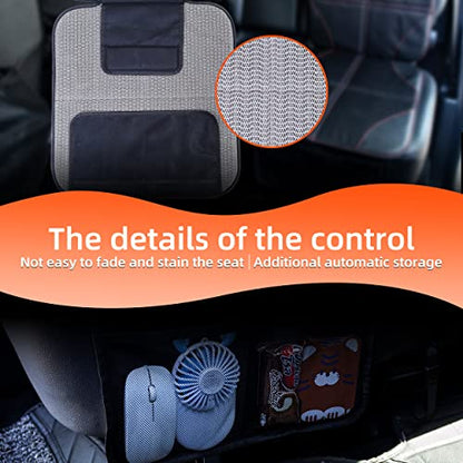 Car Seat Protector Durable Oxford Fabric and Faux Leather Seat Cover Protection Mat Universal Fit for Vehicles with Mesh Storage Pockets Pure Black Black 2 Pack (2 Count)