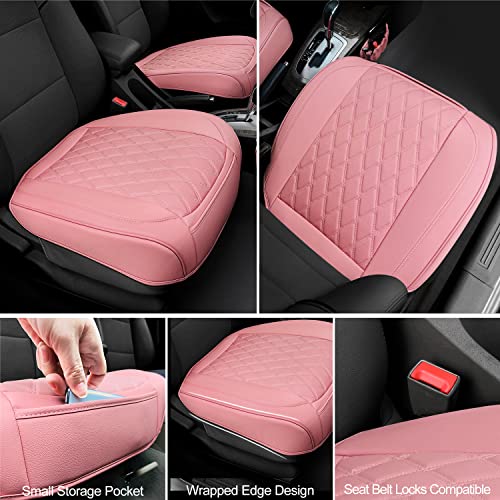 2 Pack Leather Front Car Seat Bottom Covers Pink (2 Count)