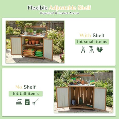 Outdoor Storage Cabinet with 4 Wheels and Handle