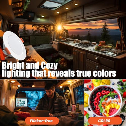 2 Pack RV Recessed LED Ceiling Lights 12V 3”
