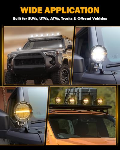 C4 Series 4 Inch 110W Round Light Offroad Pods with Amber DRL (2 Count)