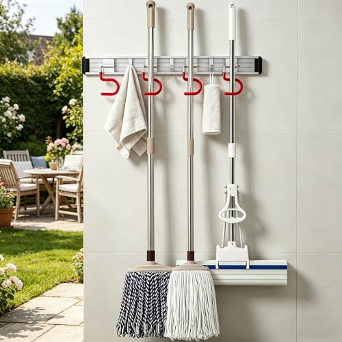 Wall Mounted Mop and Broom Holder Stainless Steel S Type Broom Rack Anti