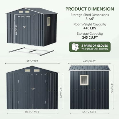 Outdoor Steel Storage Shed with Floor Frame