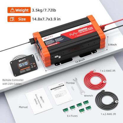2000W Pure Sine Wave Inverter 12V DC to 120V AC