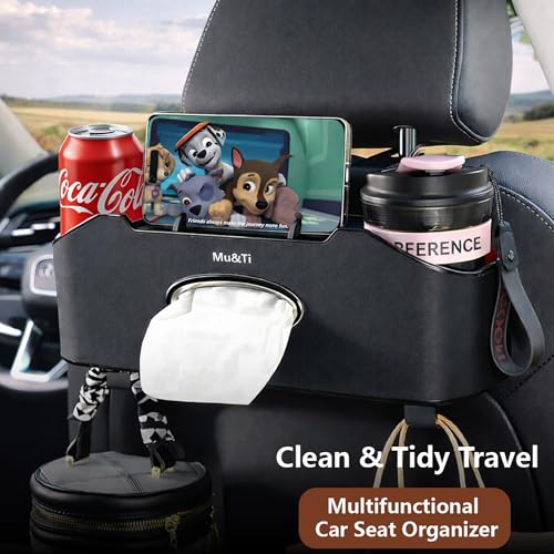Back Seat Car Organizer with Cup Holders Tissue Box