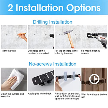 Mop and Broom Holder Wall Mounted