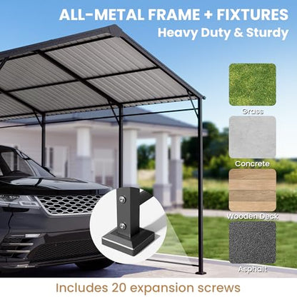 10'x20' Carport with Galvanized Vertical Tile Roof