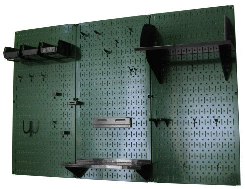 Pegboard Organizer 4 ft. Metal Pegboard Standard Tool Storage Kit with Green Toolboard and Black Accessories