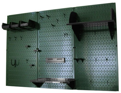 Pegboard Organizer 4 ft. Metal Pegboard Standard Tool Storage Kit with Green Toolboard and Black Accessories