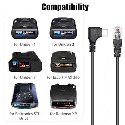 RJ11 to USB C Radar Detector Power Cord fit for Uniden R8 R7 R3 R4