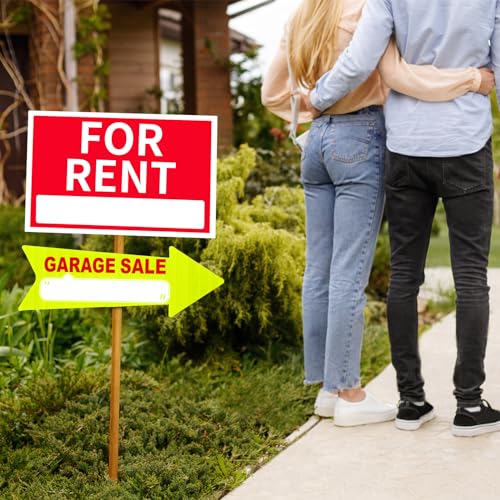 12 Pcs Garage Sale Signs with Stakes Double Sided (12 Count)