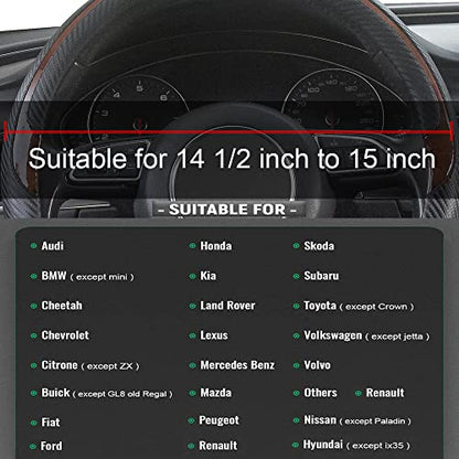 Wood Grain Steering Wheel Cover Black Universal Microfiber Leather