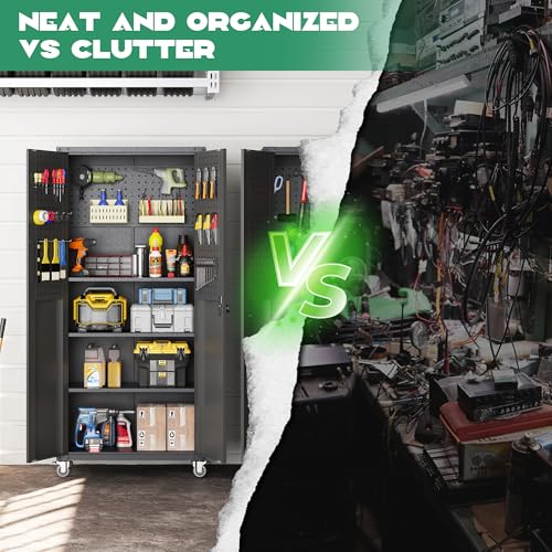 Rolling Tool Cabinet with Pegboard