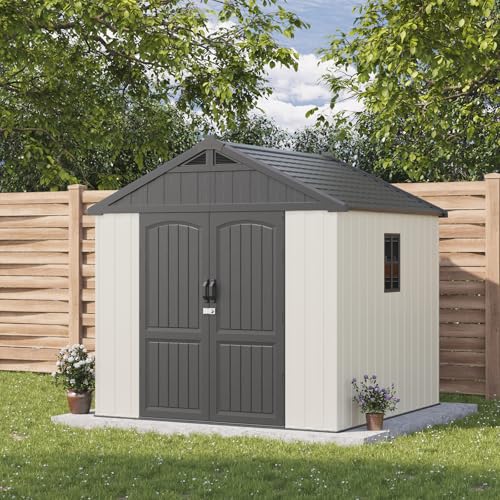 8x8 FT Resin Outdoor Storage Shed with Floor