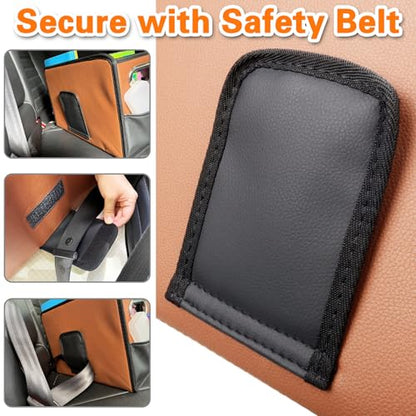 Leather Car Storage Organizer for back front Passenger Seat Brown