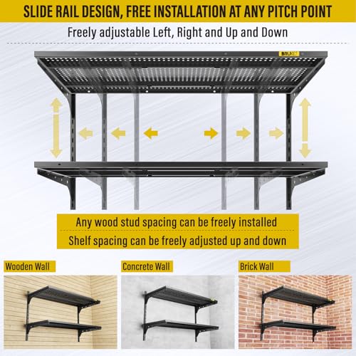 2 Tier 1.3x3ft Garage Shelving Wall Mounted (2 Count)