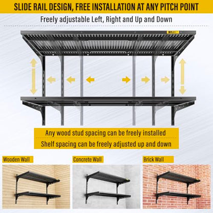 2 Tier 1.3x3ft Garage Shelving Wall Mounted (2 Count)
