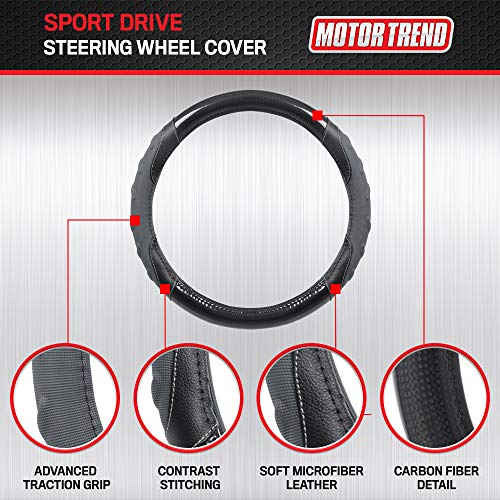 GripPlus Black Carbon Fiber Steering Wheel Cover