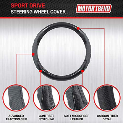 GripPlus Black Carbon Fiber Steering Wheel Cover