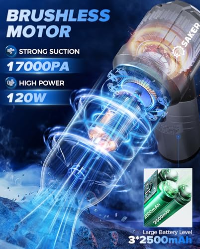 Handheld Car Vacuum Cordless Portable 17000PA Foldable HL133 Silver