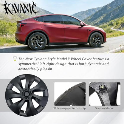 4PCS Wheel Covers Fits for Tesla Model Y Hubcap 19 Inch 2020 (4 Count)