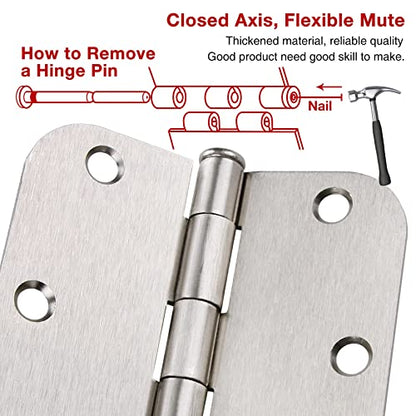 Rounded Door Hinges Brushed Nickel 3.5 Inch 5