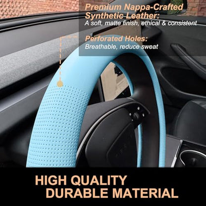 Nappa Leather Steering Wheel Cover for Tesla Model Y
