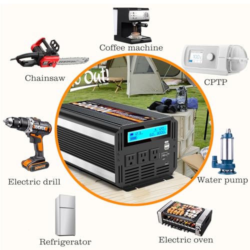 3000W Power Inverter 12V DC to AC 110V
