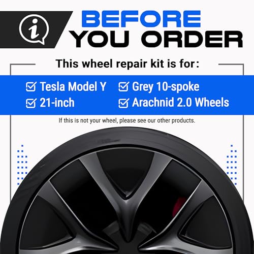 Premium Tesla Wheel Curb Rash Repair Kit for 21" Model Y grey Arachnid 2.0 wheels