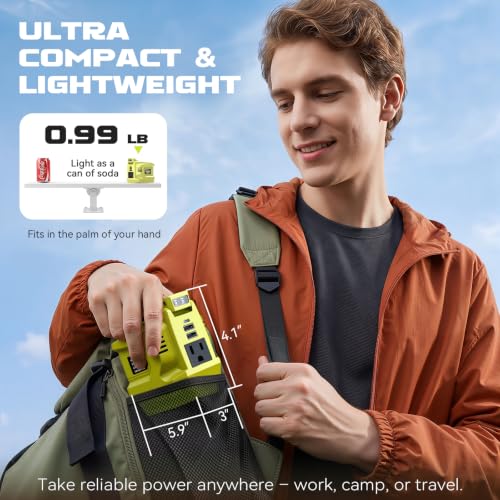 220W Portable Power Inverter Compatible with Ryobi 18V Battery